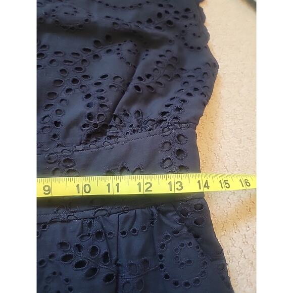 Gianni Bini Black Eyelet V Neck Cap Sleeve Womens Size 6 Mini Dress Pockets - Picture 9 of 10